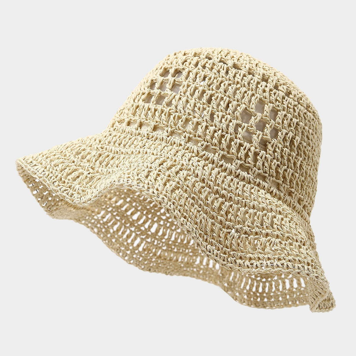 TheCapSpot - Crownover Crocheted Straw  Bucket Hat Women's Seaside Vacation