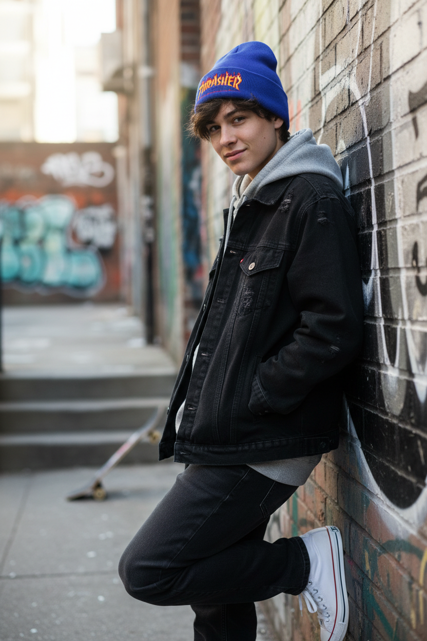 Thrasher Embroidery Knitted Wool Hat – Adjustable Dome Style