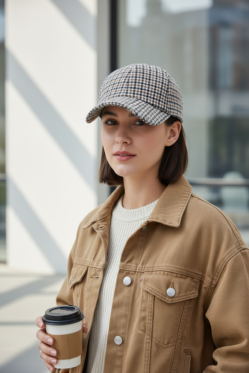 Teague Thickened Checkered Bird Grid Baseball Cap