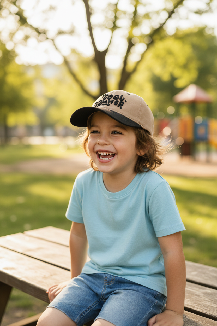 Kids Viscose Travel Peaked Cap – Adjustable, Sun-Safe