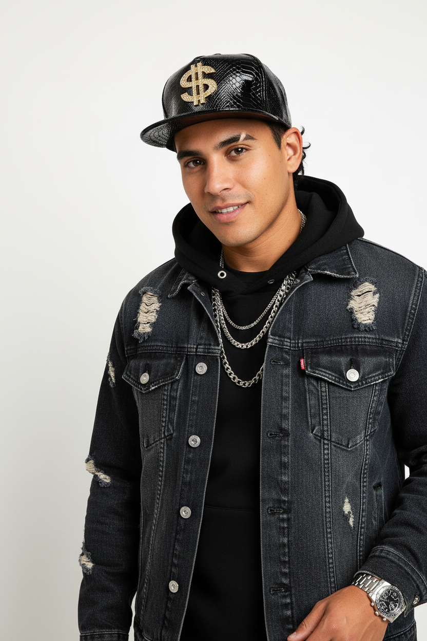 Money Wide Brim Satin Baseball Cap, Adjustable