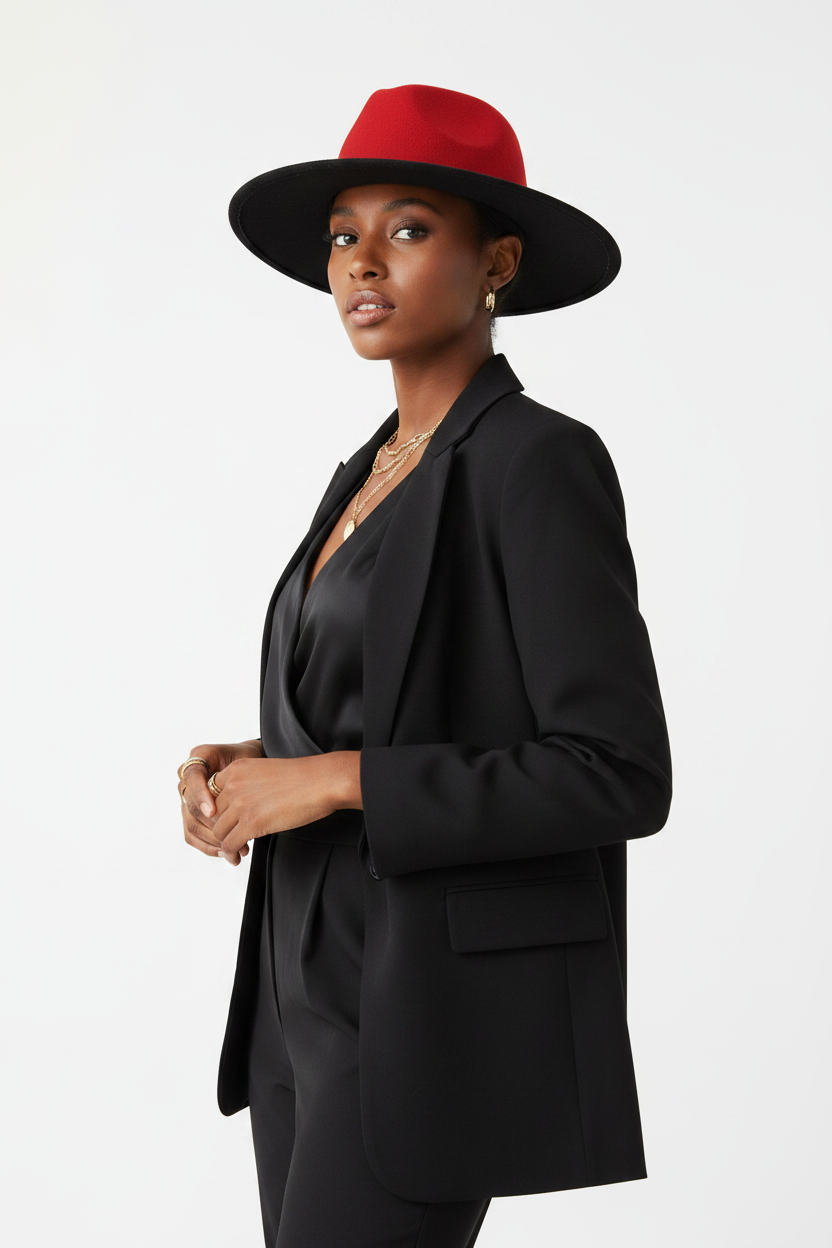 Abilene Two-Tone Fedora Hat with Chain Accent