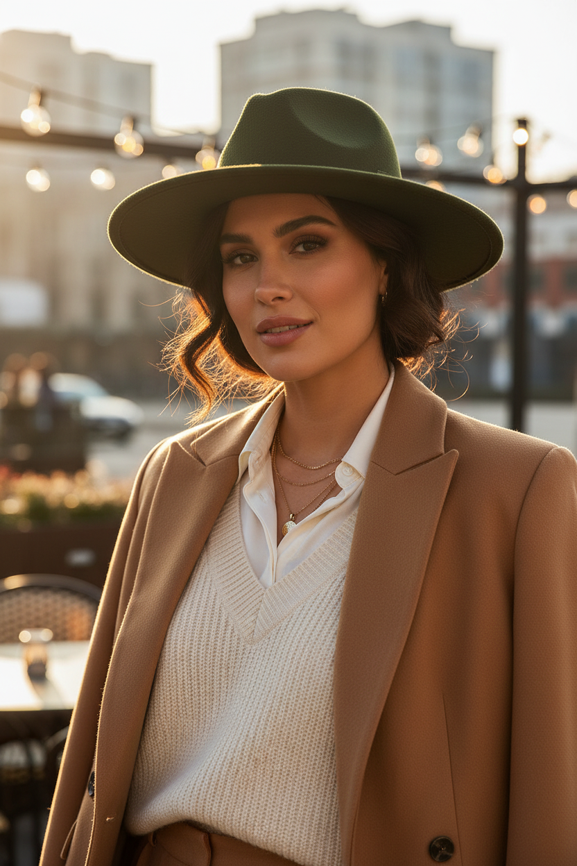 Shelton Wool Blend Flat Brim Fedora Hat