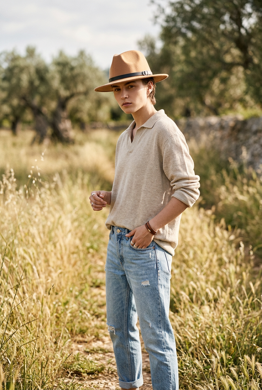 Chase Flat Top Fedora Hat with Band, M (56–58 cm)