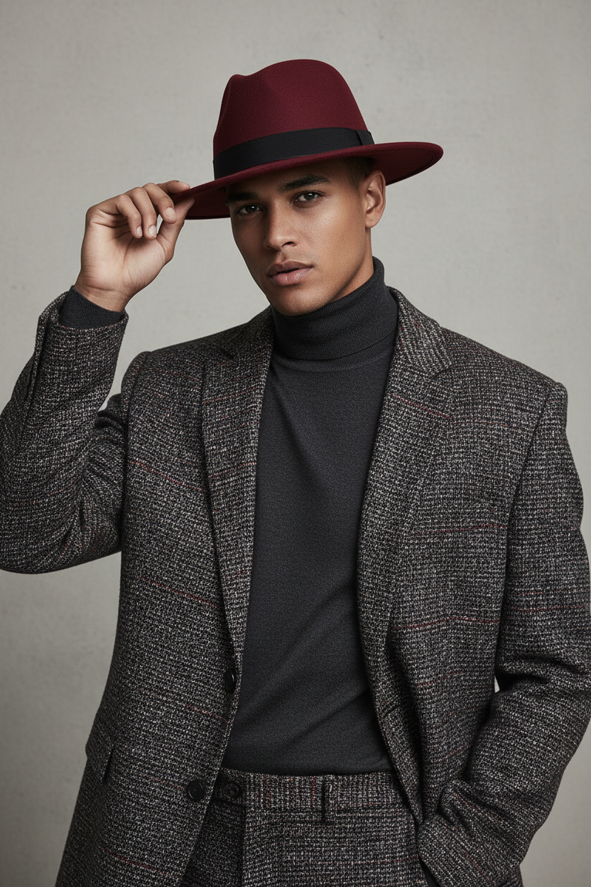 Wagoner Wool Felt Flat Brim Fedora Hat
