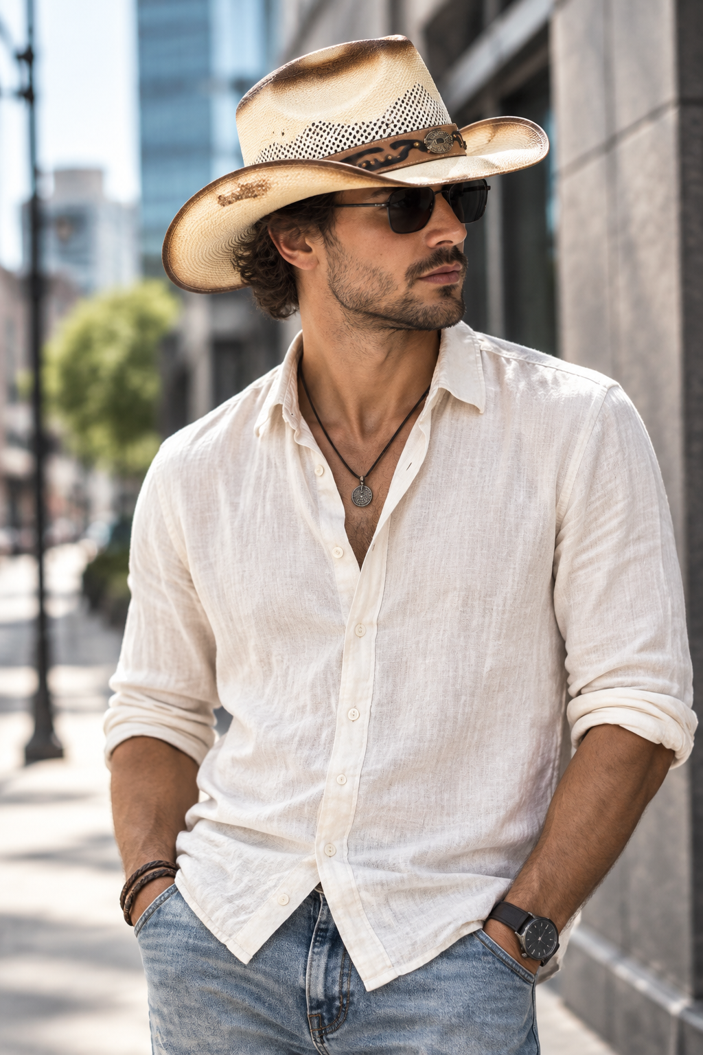 Grant Leather Cowboy Hat – Unisex Sun Protection