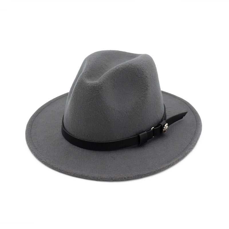Jazz Flat Brim Felt Straight Brim Hat
