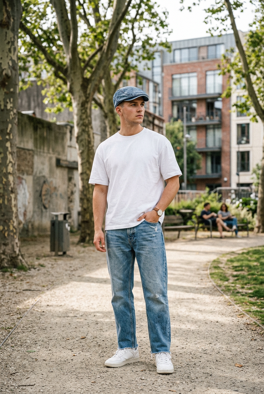 Hemingway Cotton Denim Flat Top Hat