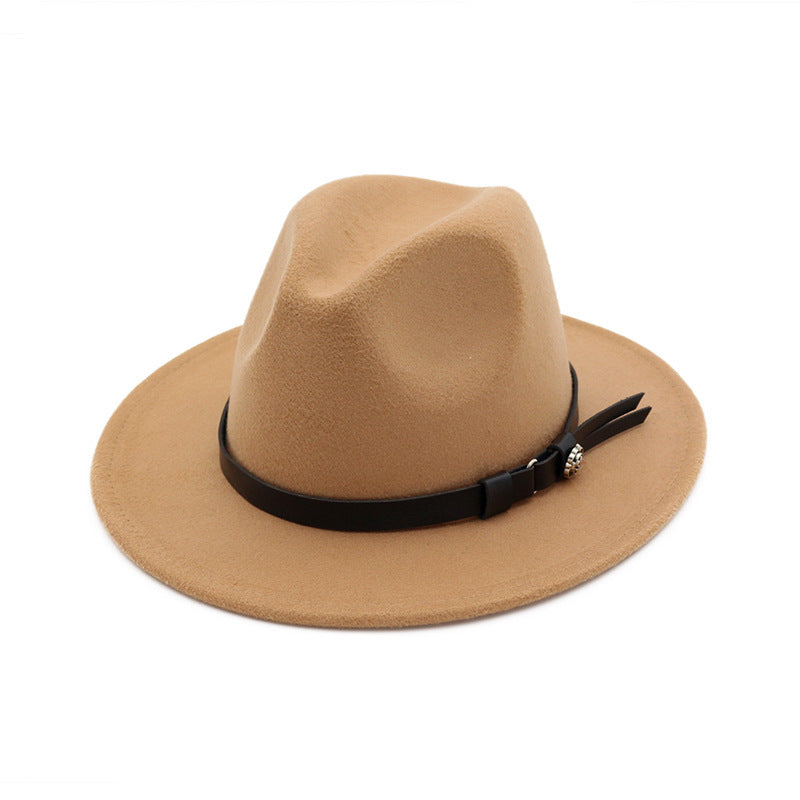 Jazz Flat Brim Felt Straight Brim Hat
