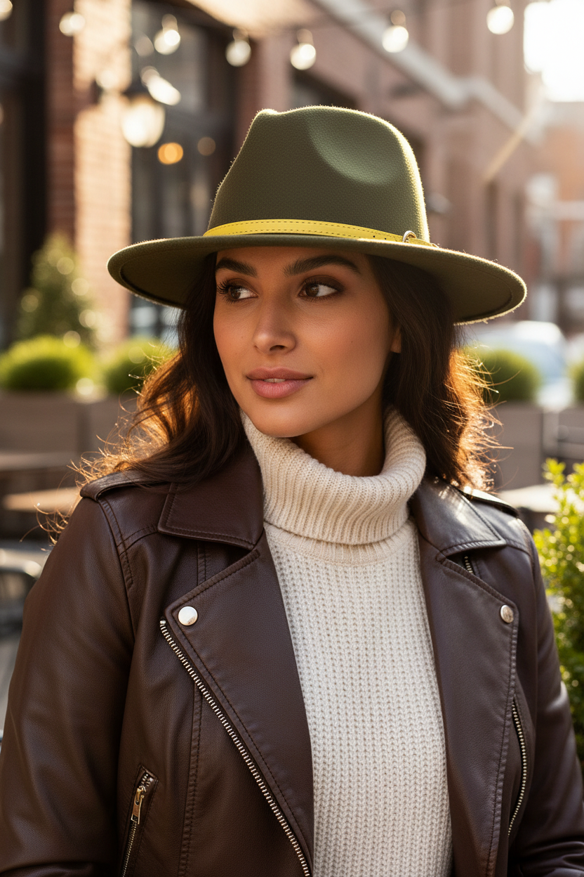 Dakota Wool Felt Fedora Hat with Ribbed Band