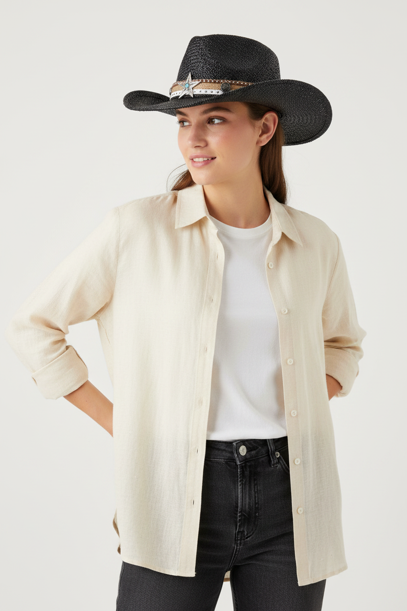 Spears Polyester Cowboy Hat with Chain Detail