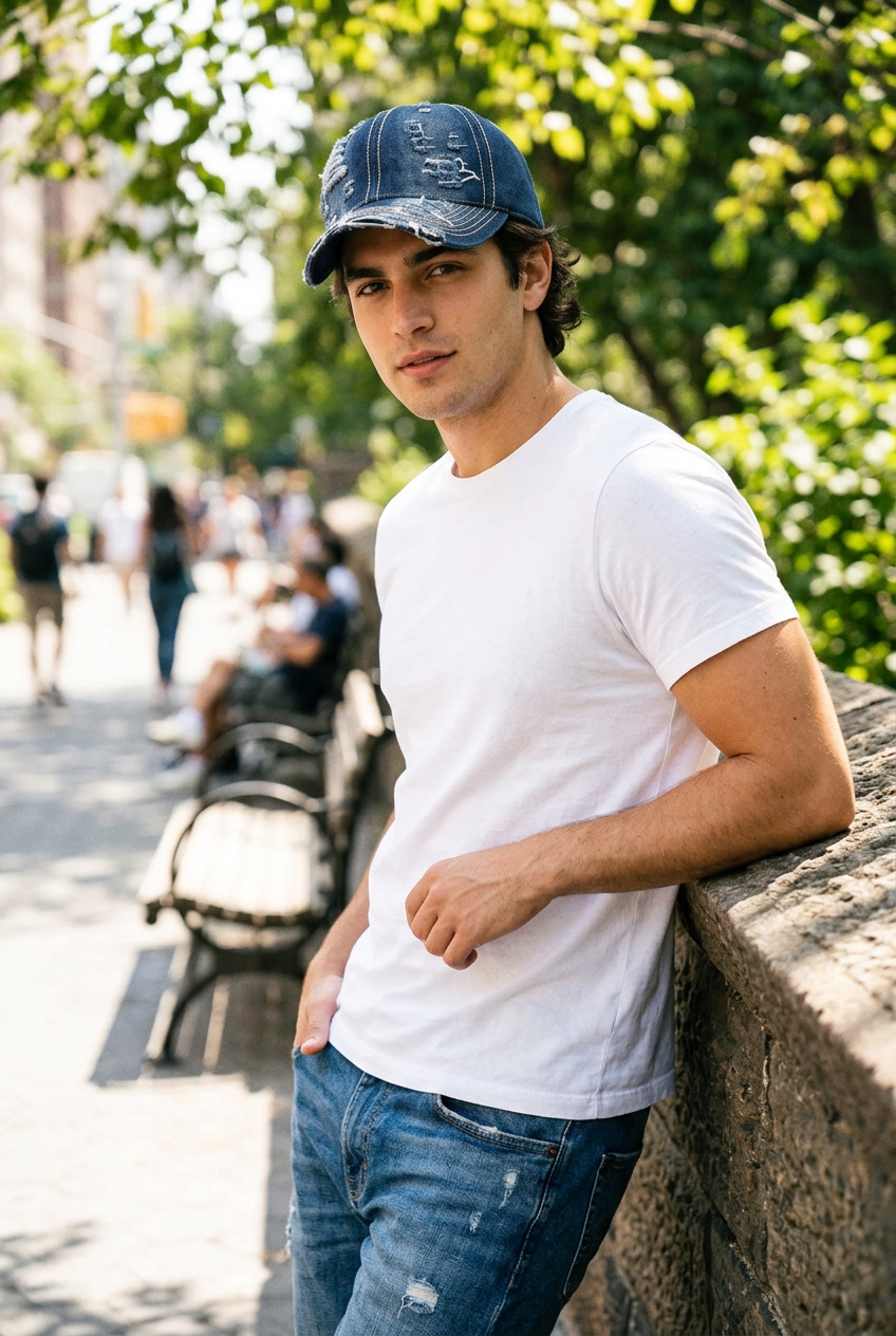 Evans Denim-Look Cotton Cap | Free-Size Casual Hat