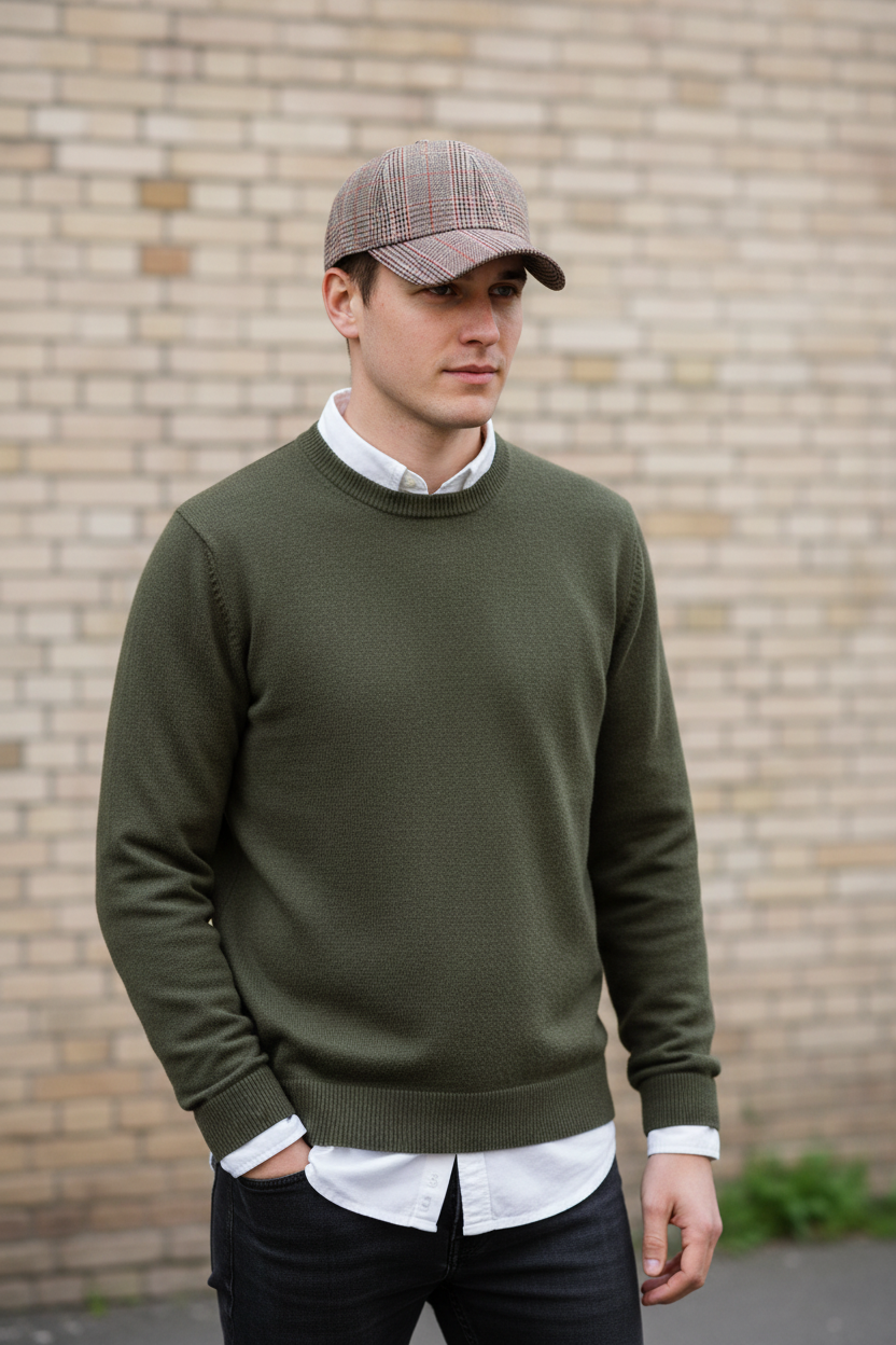Strickland Plaid Knitted Polyester Cap – Adjustable Unisex