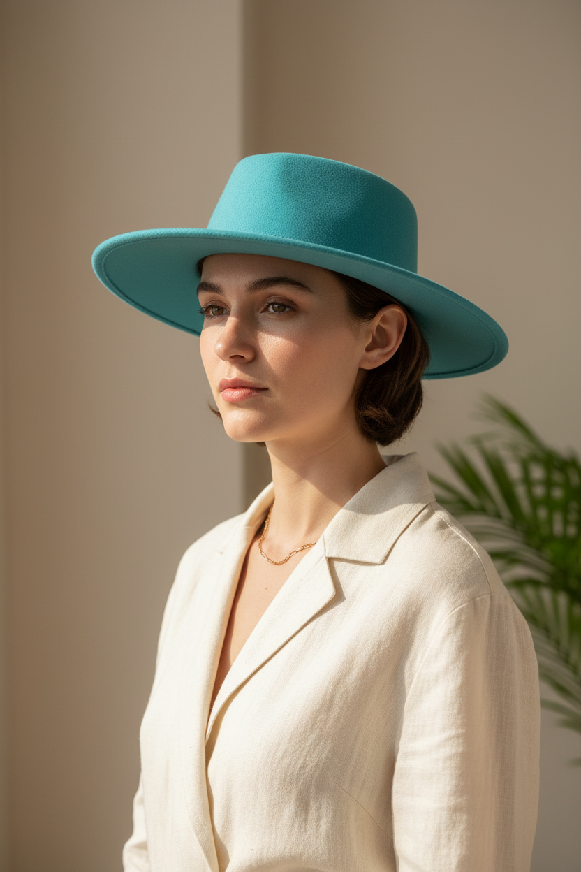 Alberta Wool Fedora Hat, Wide Brim UV Protection