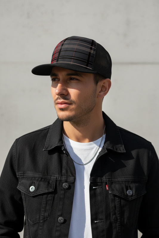 Diiners Plaid Polyester Trucker Hat – Adjustable Unisex