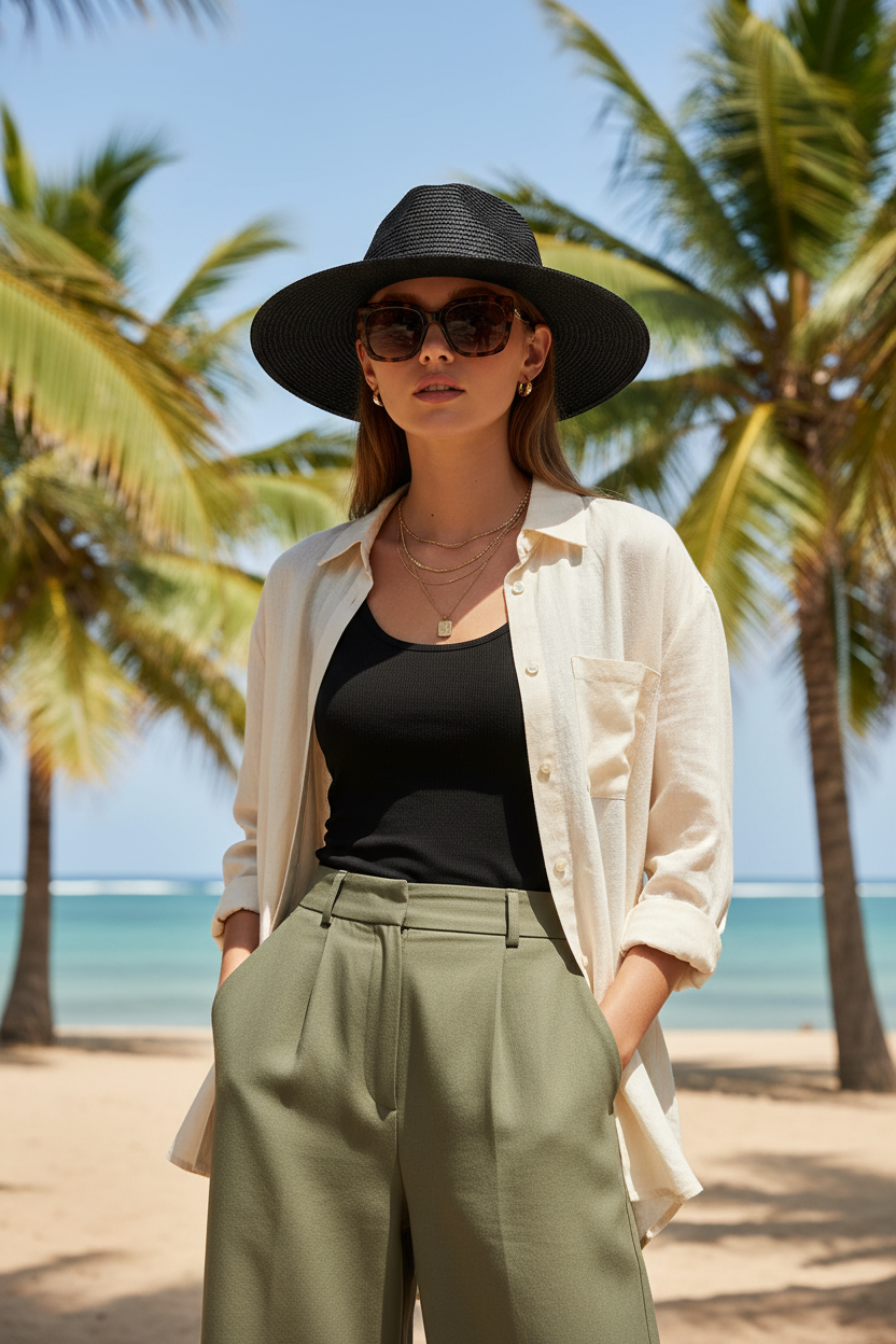 Benson Wide Brim Cashmere Straw Hat – Unisex, Medium