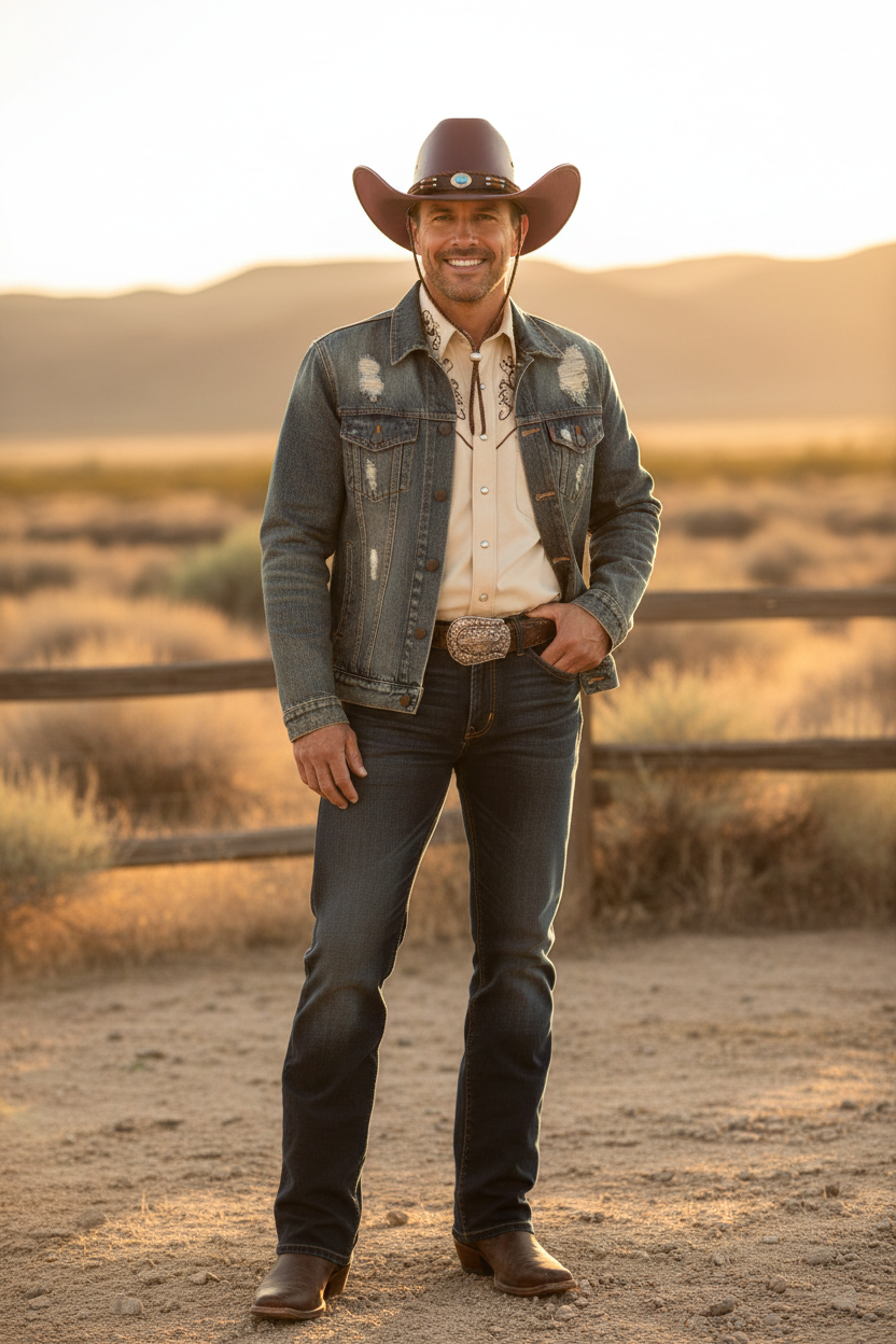 Lockhart Faux Leather Wide Brim Cowboy Hat