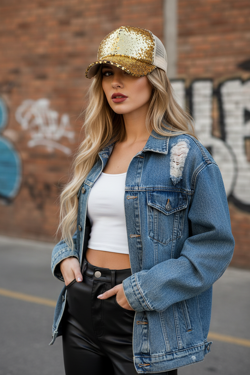 Flip Sequin Mesh Cap – Short Brim, Unisex