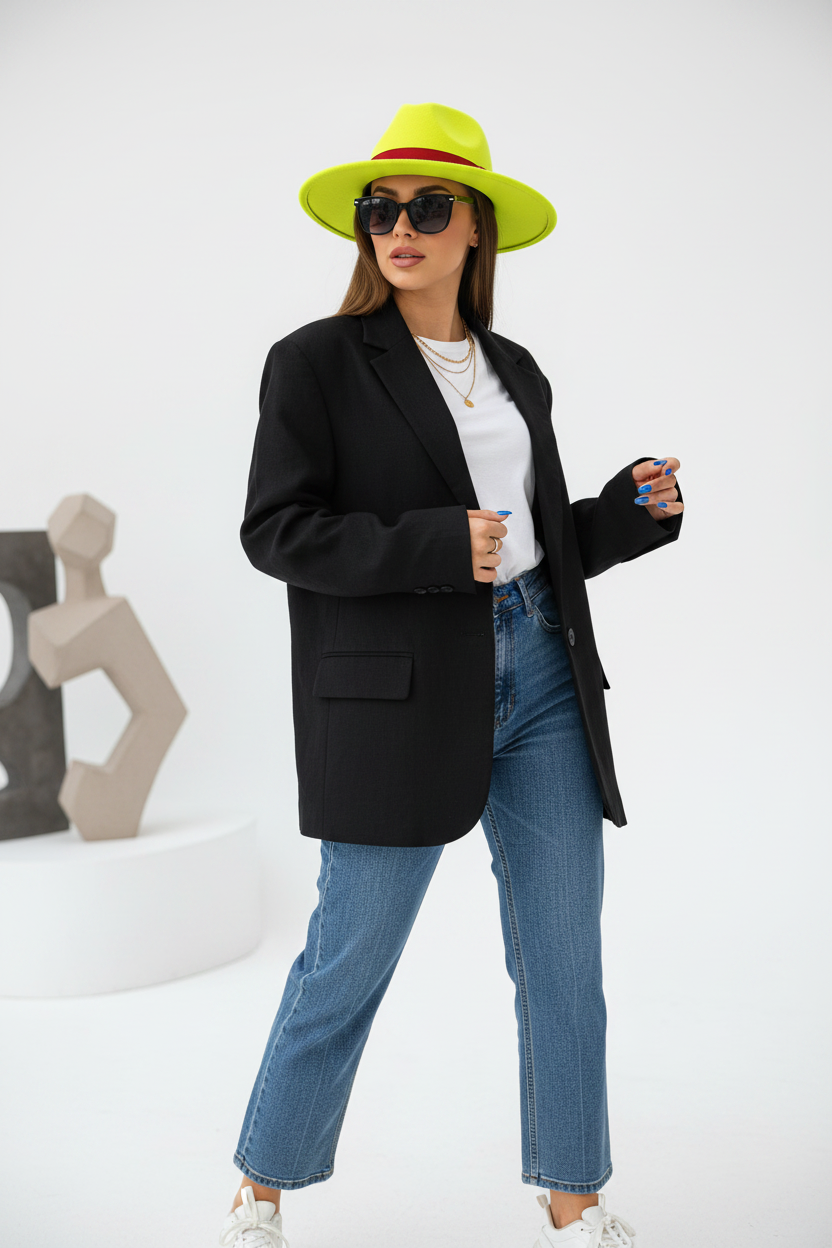 Cotton Flat Brim Fedora Hat with Band