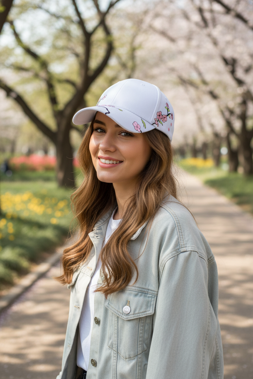 Sincere Cotton Flower Peaked Cap
