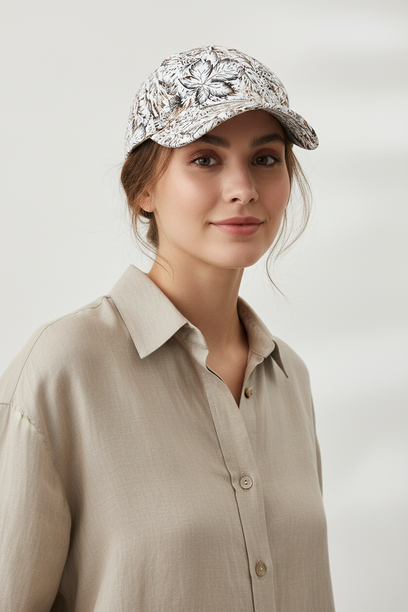 Newman Neutral Floral Cotton Baseball Cap – Unisex