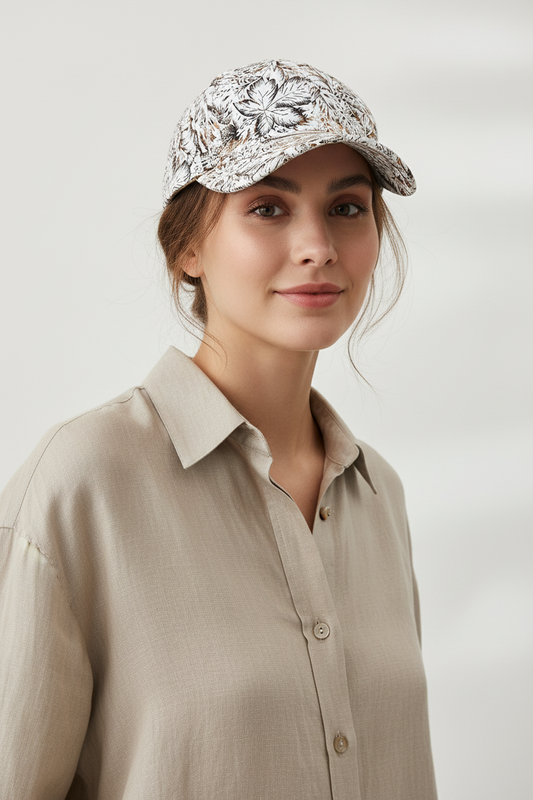 Newman Neutral Floral Cotton Baseball Cap – Unisex