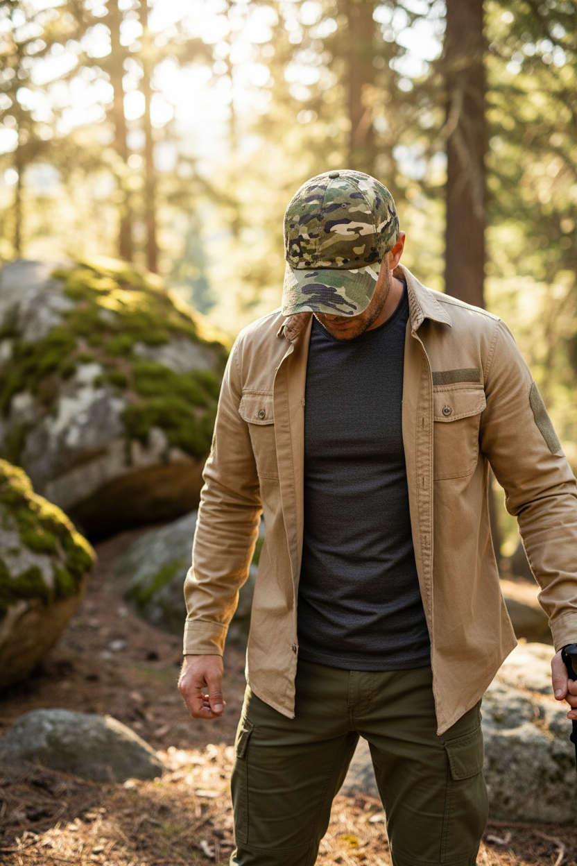 Parks Camouflage Cotton Baseball Cap – Adjustable Curved Brim