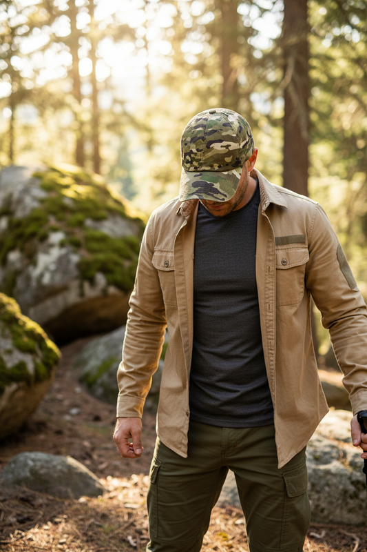 Parks Camouflage Cotton Baseball Cap – Adjustable Curved Brim