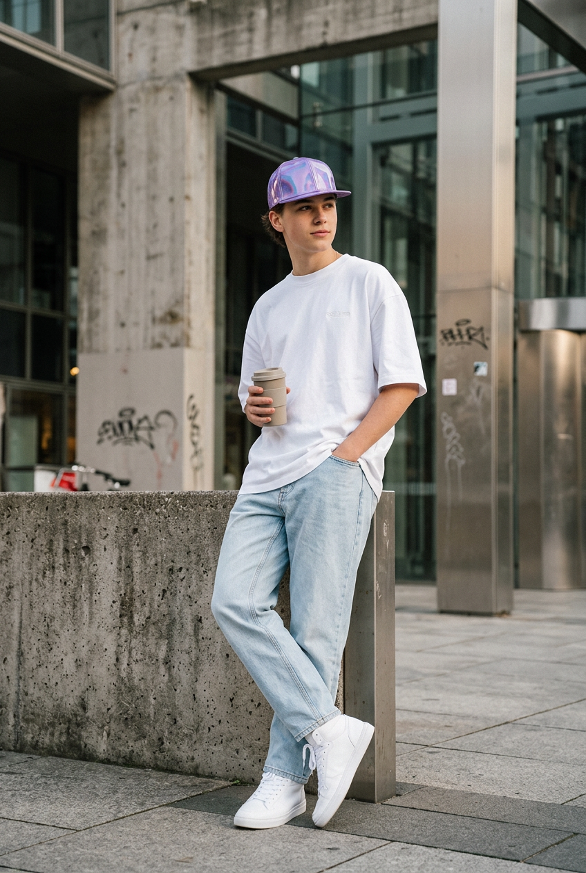 Clemons Reflective Faux Leather Dome Cap