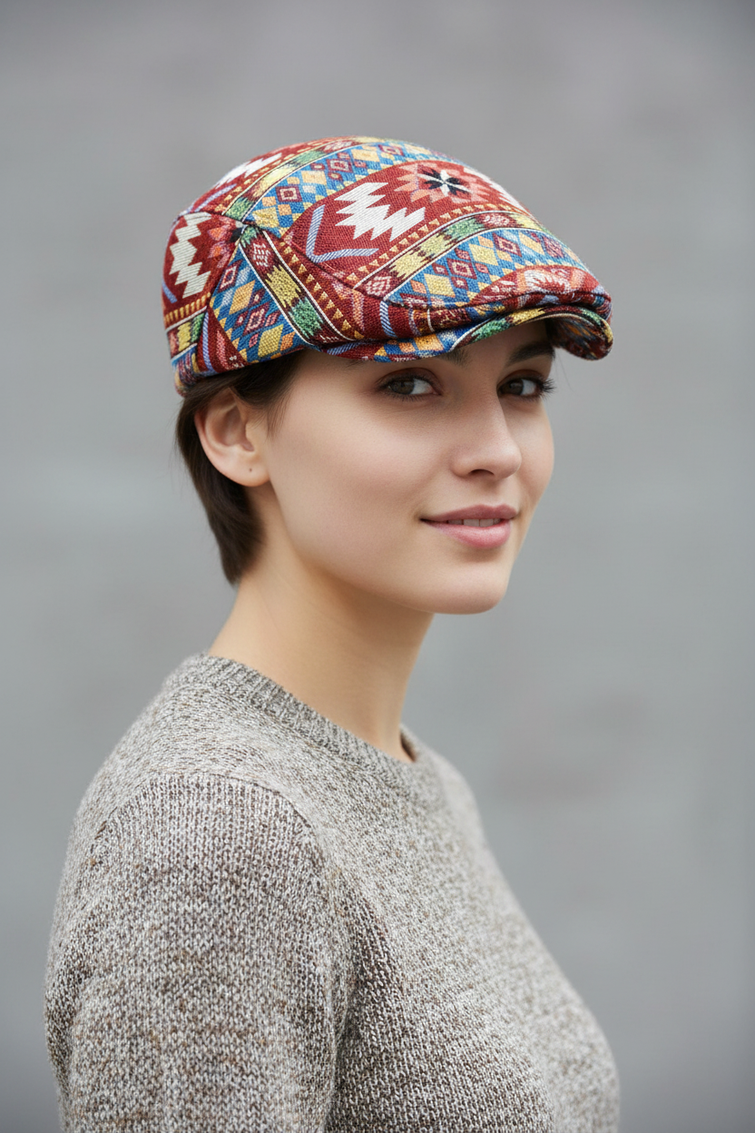 British Plaid Dome Beret – Polyester, Medium