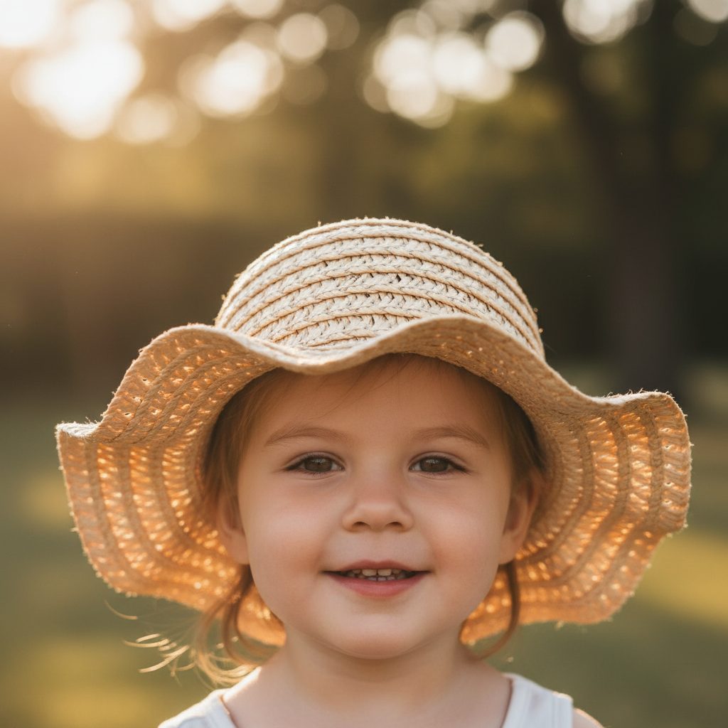 Beige woven sun hat on a white background