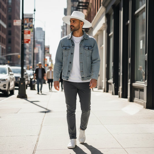 White fedora hat on a white background
