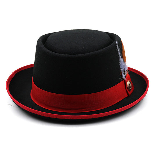 TheCapSpot - Billycock Felt Small Brim Bowler Hat Men