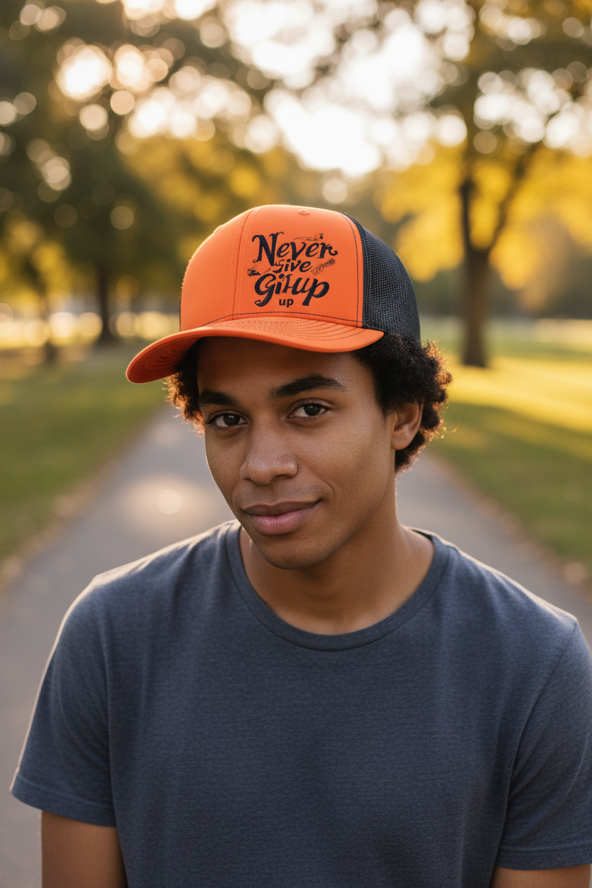 Never Give Up Polyester Trucker Hat