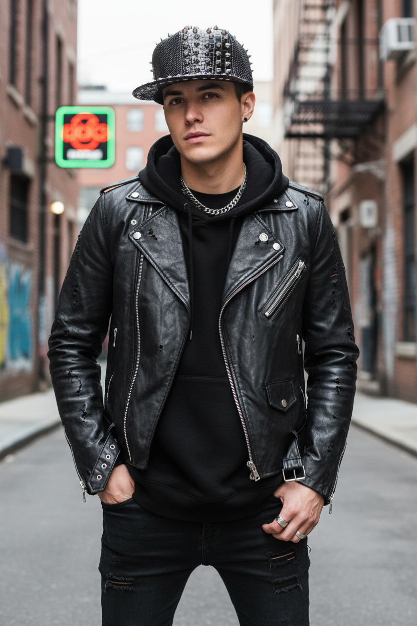 Osborne Leather Baseball Cap – Flat Top, Wide Brim