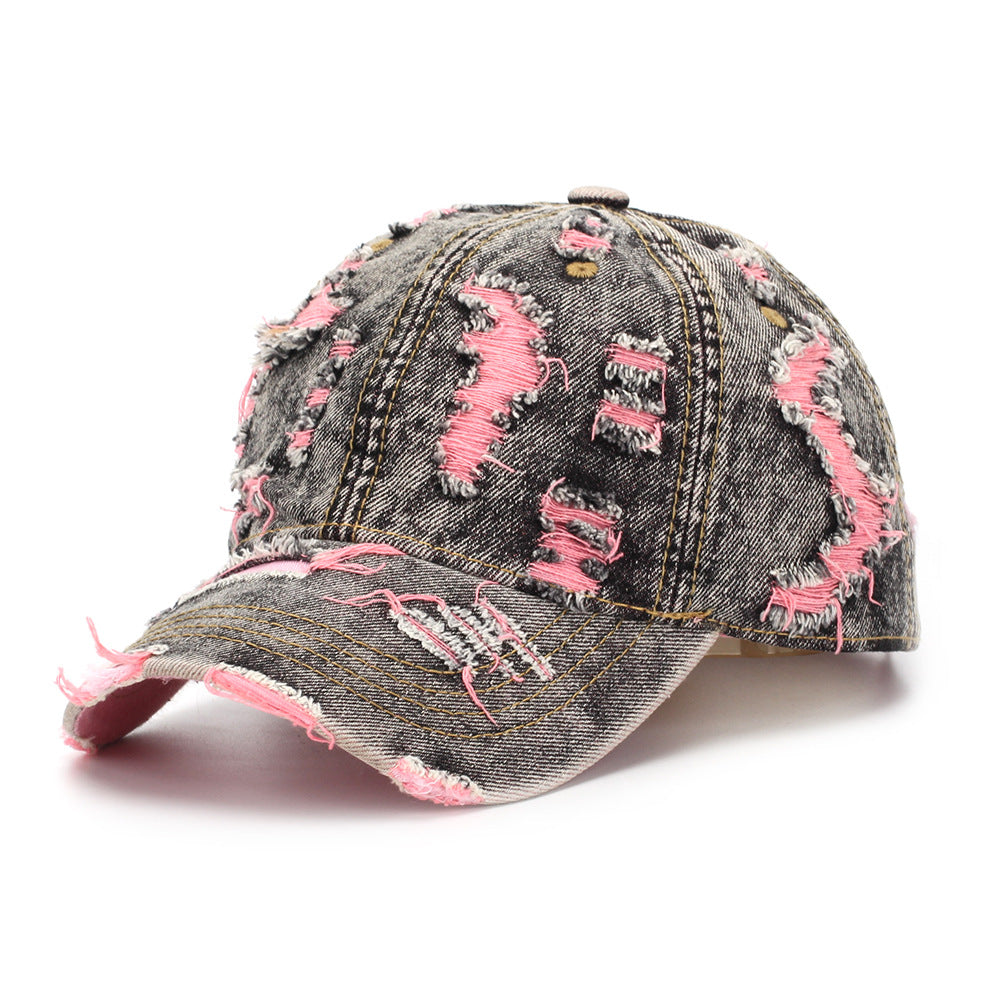 Ripped-line Letter Sun Hat Casual And Versatile