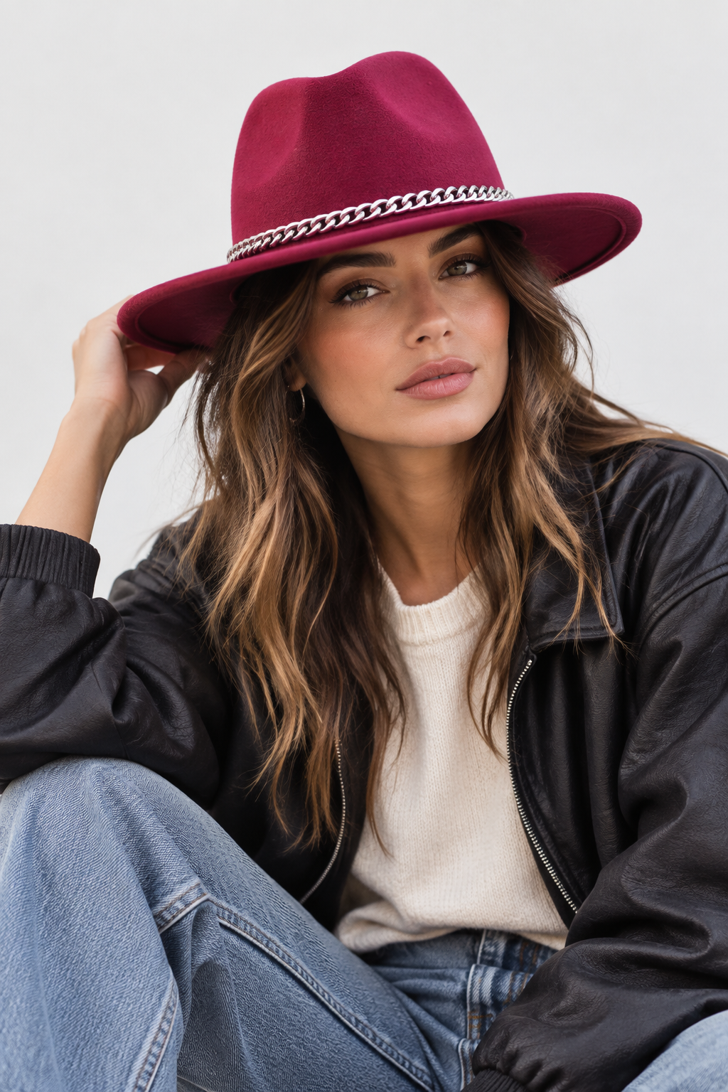 Littleton Cashmere Fedora with Chain Detail