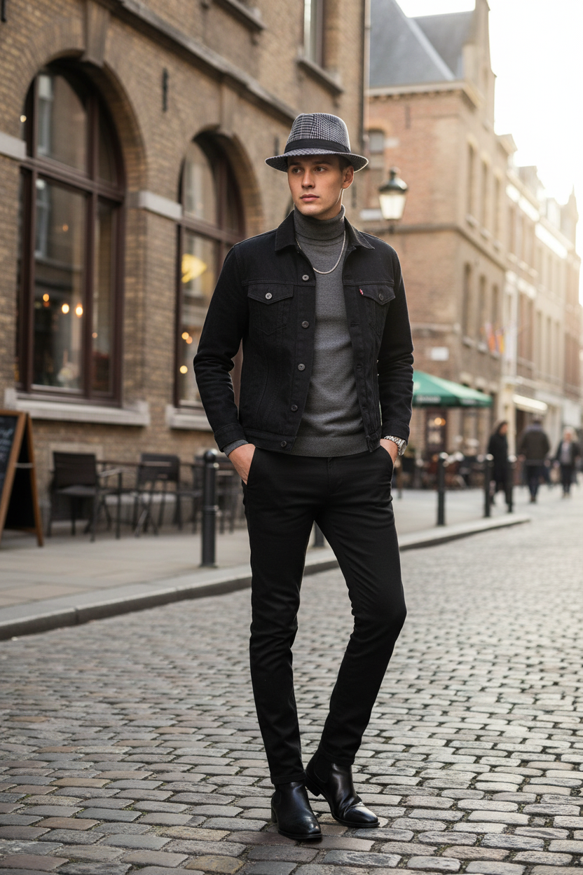 Houndstooth Wool Blend Fedora Hat, Dome Crown