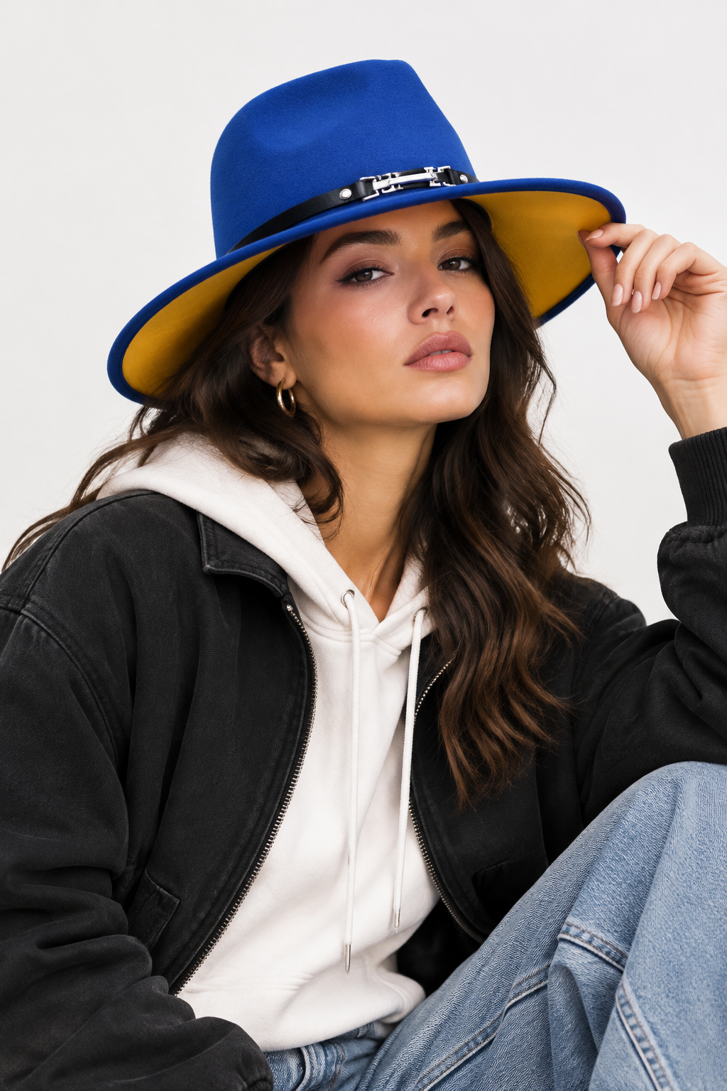 Plainsville Wool Felt Fedora Hat, Wide Brim Unisex