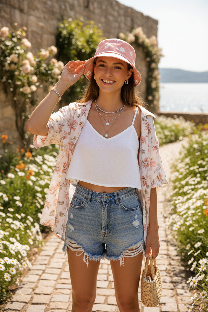 Starlight Tie-Dye Flower Fisherman Hat