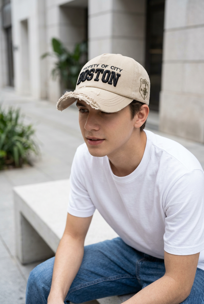 Boston Cotton Baseball Cap | Adjustable Sun Hat