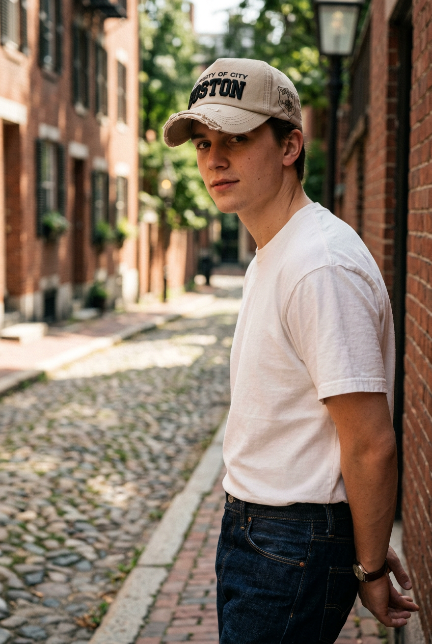 Boston Cotton Baseball Cap | Adjustable Sun Hat