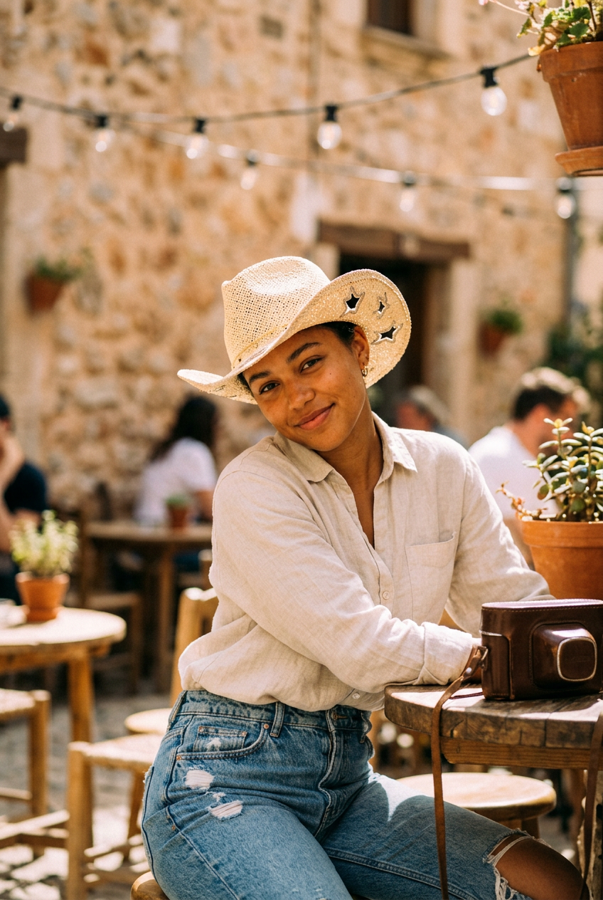 Borsalino Alessandria Straw Cowboy Hat – Star & Moon Cutouts, Holographic, Wide Brim, 4 Styles