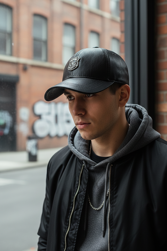 Britton Genuine Sheepskin Leather Baseball Cap