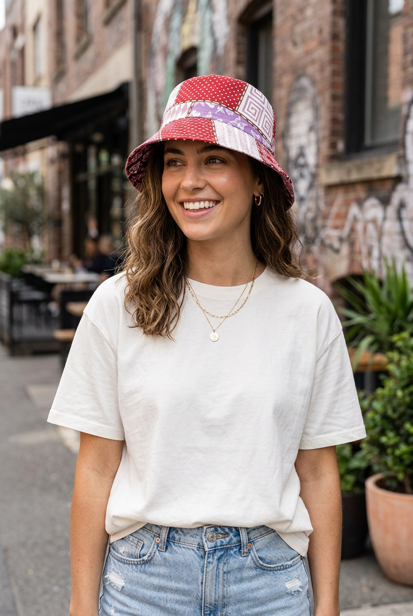 Coltrane Double-Sided Geometric Bucket Hat, Polyester, M