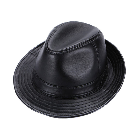 TheCapSpot - Casual Authentic Leather Sheepskin Top Hat