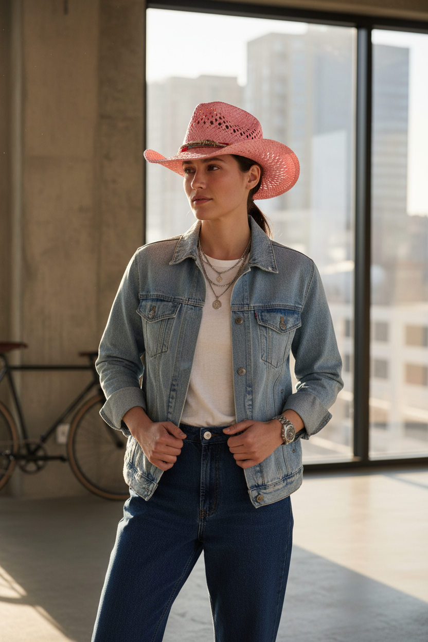 Ellish Wool Cowboy Hat | Pink Bell-Crown Sun Hat