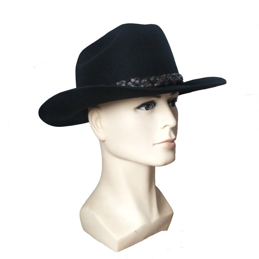 Wool Western Cowboy Hat Belt Top Hat Jazz Felt Cap
