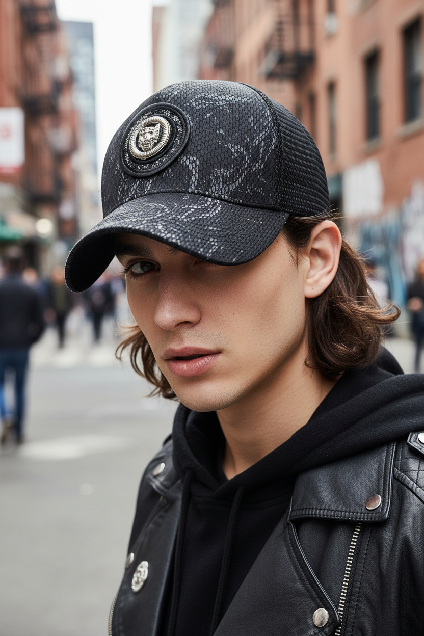 Cheetah Print Satin Baseball Cap, Flat Brim