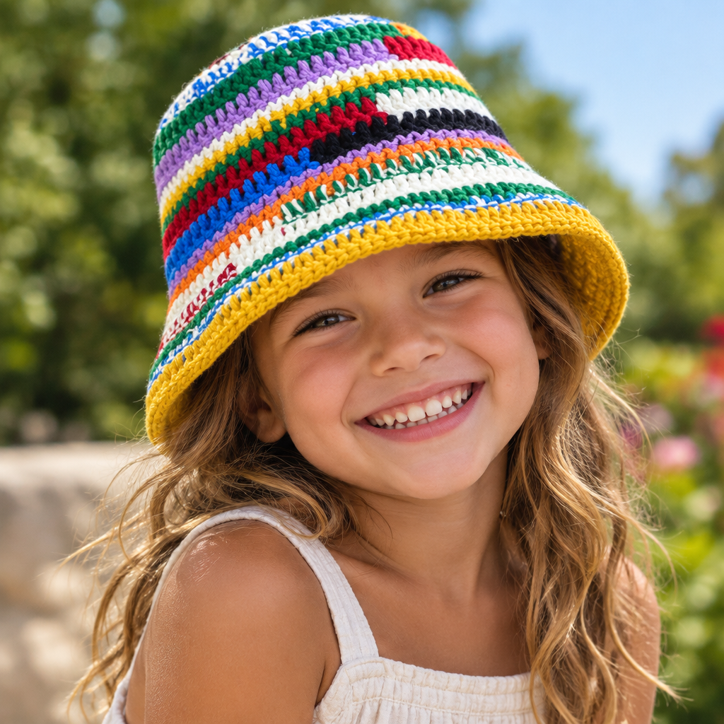 Handmade Striped Acrylic Knit Hat for Children